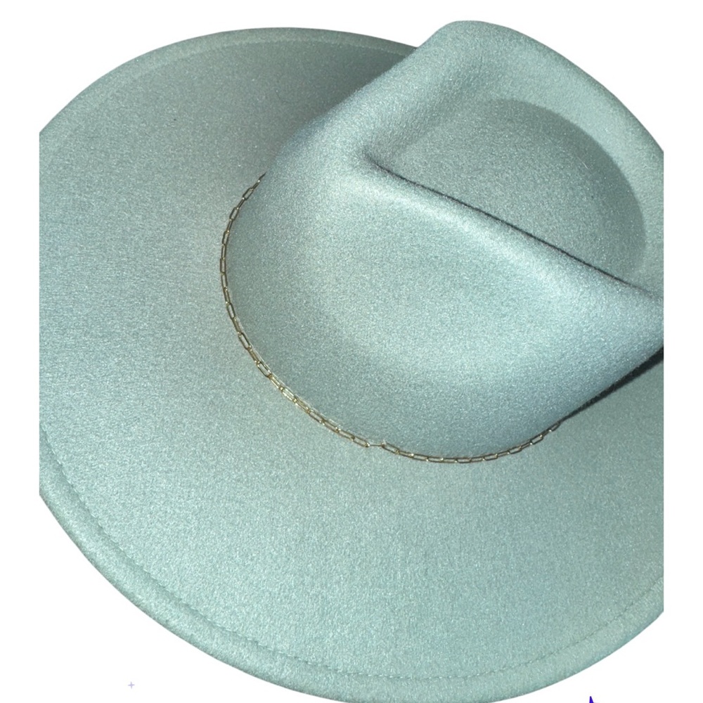 Elegant Cream Fedora Hat Pale Mint Green
